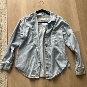 Abercrombie & Fitch Light Denim Button-Up Shirt - Oversized